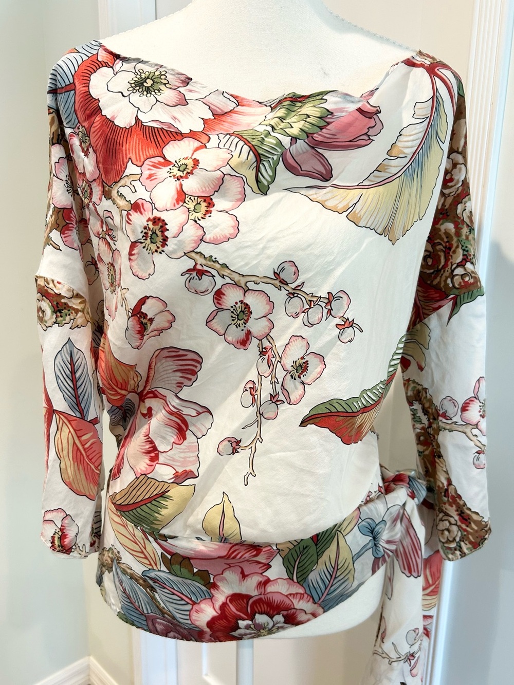 Cache Vintage 90s Kimono Style Silk Blouse